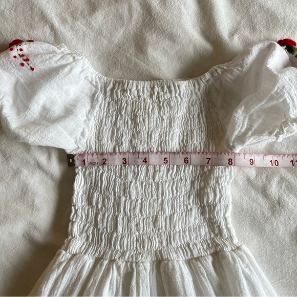 Boho Floral Embroidered Smocked Tiered Midi Dress Mexican Peasant Cottagecore - Picture 9 of 15